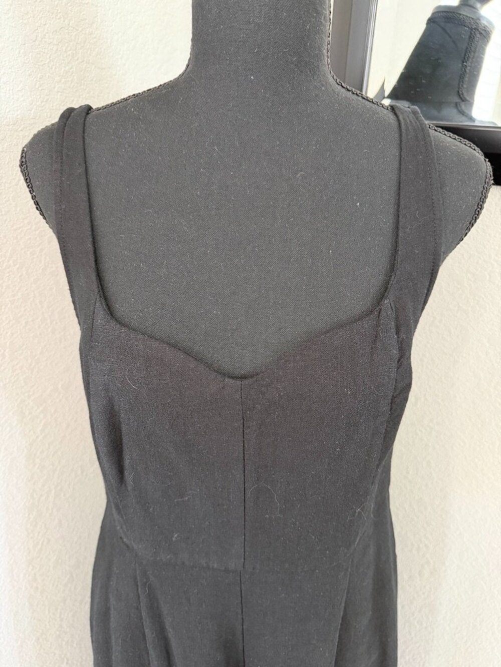 OLD NAVY Black Linen Midi Dress Sweetheart Neck Medium - Picture 7 of 11